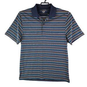 Men's Greg Norman Play Dry Polo Shirt Striped Multicolor Short Sleeve Size L